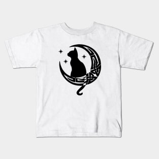 Celtic Moon Cat Kids T-Shirt